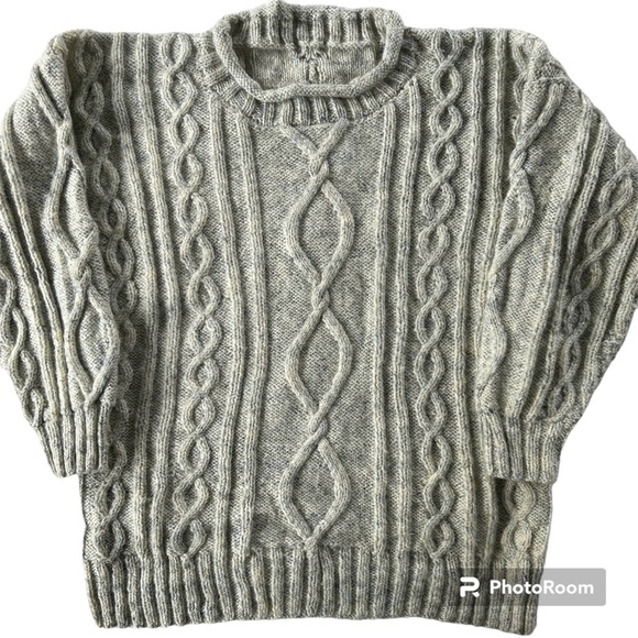 Hand Crafted Sweaters - Handmade Textured Wool Blend Sweater Fisherman Coastal Oversized Rory Gilmore